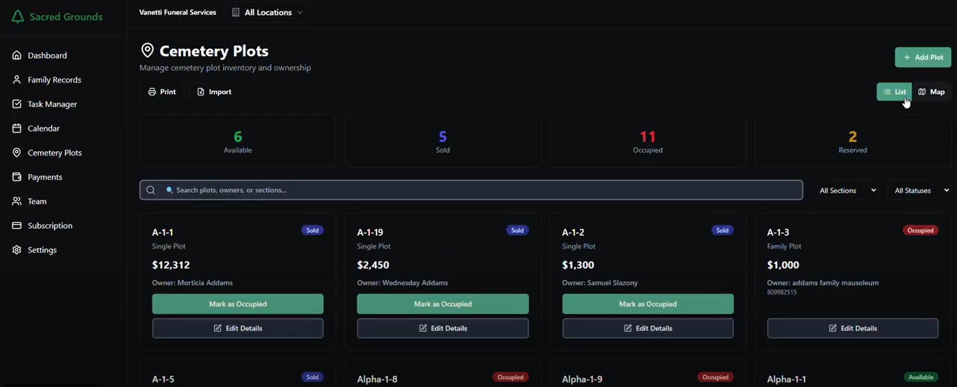 screenshot of Sacred Grounds